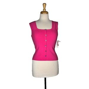 J.A.C. Pink Y2K Tank Top Button Up Square Neck Small